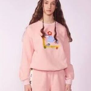 Kina Tam XS Sweater Pink Organic Cotton Crew Neck Long Sleeves Skrt Scooter